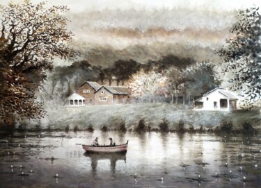 Pintura titulada "Lago" por Stjepan Lezaic (Pepi), Obra de arte original, Acuarela