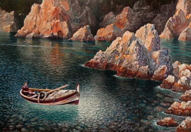 Painting titled "Pescadores....trans…" by Stjepan Lezaic (Pepi), Original Artwork, Oil