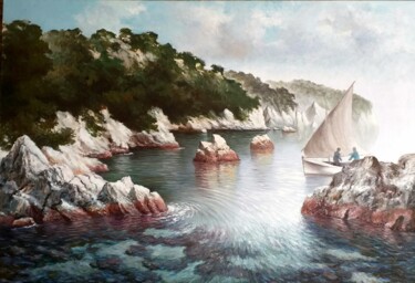 Painting titled "Pescadores ....disf…" by Stjepan Lezaic (Pepi), Original Artwork, Oil