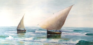 绘画 标题为“Barcos de lis pesca…” 由Stjepan Lezaic (Pepi), 原创艺术品, 油