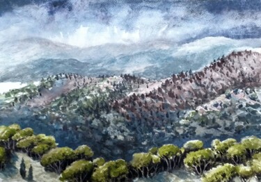 Painting titled "Montañas..." by Stjepan Lezaic (Pepi), Original Artwork, Watercolor