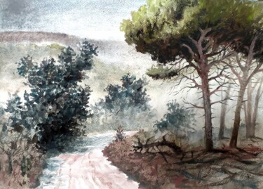 Картина под названием "Camino hacia..." - Stjepan Lezaic (Pepi), Подлинное произведение искусства, Акварель