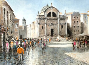 Pintura intitulada "Katedrala svetog Vl…" por Stjepan Lezaic (Pepi), Obras de arte originais, Aquarela