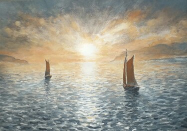 Pintura titulada "Atardecer.." por Stjepan Lezaic (Pepi), Obra de arte original, Acuarela