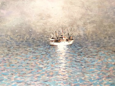 Pittura intitolato "Barco de pesca ." da Stjepan Lezaic (Pepi), Opera d'arte originale, Acquarello