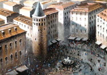 Painting titled "Ciudad ." by Stjepan Lezaic (Pepi), Original Artwork, Watercolor