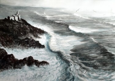 Painting titled "Olas ....." by Stjepan Lezaic (Pepi), Original Artwork, Watercolor