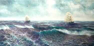 Pittura intitolato "Dos veleros" da Stjepan Lezaic (Pepi), Opera d'arte originale, Olio