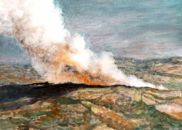 Pintura titulada "Incendio" por Stjepan Lezaic (Pepi), Obra de arte original, Acuarela