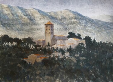 Pintura titulada "Monasterio de san B…" por Stjepan Lezaic (Pepi), Obra de arte original, Acuarela
