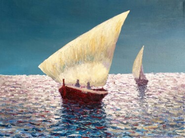 Pintura titulada "Barcos con vela lat…" por Stjepan Lezaic (Pepi), Obra de arte original, Oleo