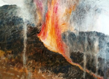 Peinture intitulée "Vulkan...la palma" par Stjepan Lezaic (Pepi), Œuvre d'art originale, Aquarelle