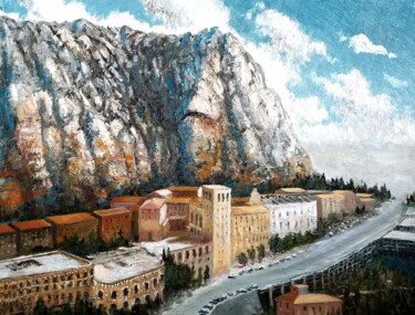 Schilderij getiteld "Montserrat ." door Stjepan Lezaic (Pepi), Origineel Kunstwerk, Olie