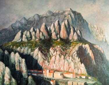 Malerei mit dem Titel "Montserrat monaster…" von Stjepan Lezaic (Pepi), Original-Kunstwerk, Öl