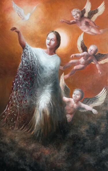Peinture intitulée "Madona" par Stjepan Lezaic (Pepi), Œuvre d'art originale, Huile