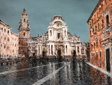 Malerei mit dem Titel "Catedral de Murcia" von Stjepan Lezaic (Pepi), Original-Kunstwerk, Acryl