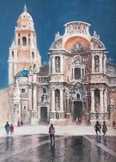Pintura intitulada "Murcia catedral" por Stjepan Lezaic (Pepi), Obras de arte originais, Aquarela