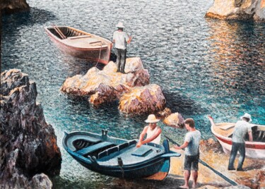 Peinture intitulée "Los pescadores" par Stjepan Lezaic (Pepi), Œuvre d'art originale, Huile