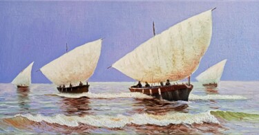 Pintura intitulada "Pescadores.!" por Stjepan Lezaic (Pepi), Obras de arte originais, Óleo