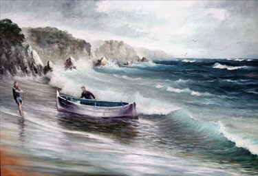 Pintura intitulada "pescadores" por Stjepan Lezaic (Pepi), Obras de arte originais, Óleo