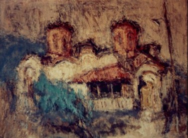 Painting titled "Orthodox Monastery" by Stojan Pačov, Original Artwork, Oil