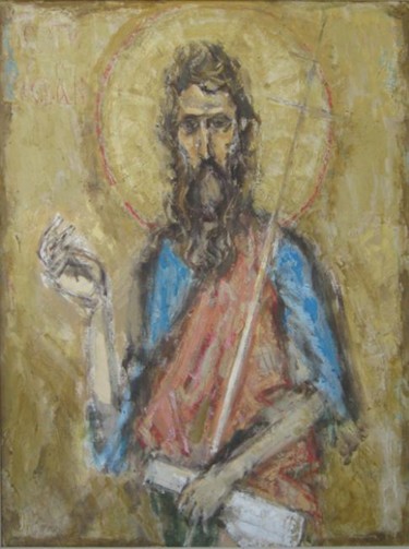Painting titled "St John the Baptist" by Stojan Pačov, Original Artwork, Oil