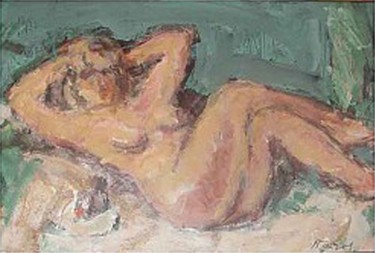 Painting titled "Nude" by Stojan Pačov, Original Artwork, Oil