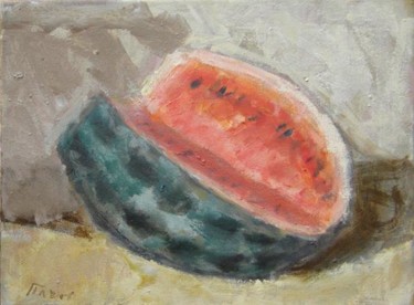 Painting titled "Watermelon" by Stojan Pačov, Original Artwork, Oil