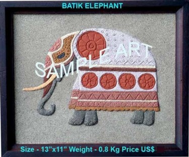 Painting titled "Batik Elephant" by Himantha Karunarathne, Original Artwork