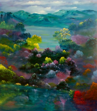Painting titled "Blue Mountain Valley" by David Snider, Original Artwork