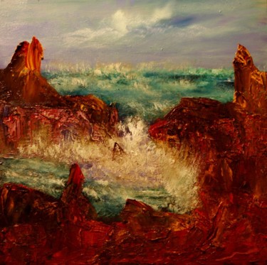 Painting titled "Coastal Surge" by David Snider, Original Artwork, Oil