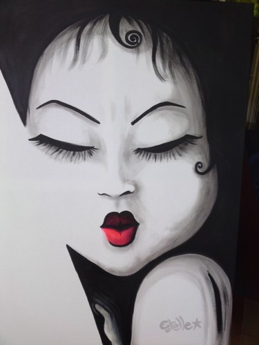 Peinture intitulée "geisha" par Estelle Charrin, Œuvre d'art originale, Huile