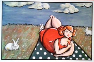 Peinture intitulée "le picnic" par Estelle Charrin, Œuvre d'art originale
