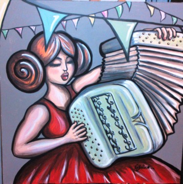 Peinture intitulée "l'accordéoniste" par Estelle Charrin, Œuvre d'art originale
