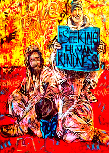 Ζωγραφική με τίτλο "Seeking Human Kindn…" από Stormy Legrand Brinson (LUZID), Αυθεντικά έργα τέχνης, Ακρυλικό