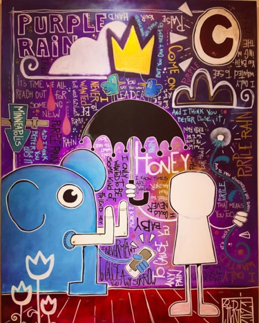 Malerei mit dem Titel "Purple rain" von Yohan Storti, Original-Kunstwerk, Acryl