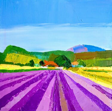 Painting titled "Lavender field in P…" by Stoyan Lechtevski, Original Artwork, Acrylic