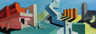 Schilderij getiteld "Urban excitement" door Stoyan Zikov, Origineel Kunstwerk, Olie