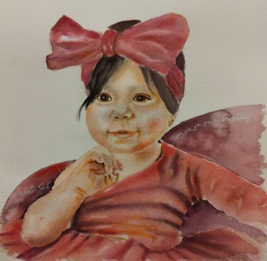 Painting titled "A charming gypsy ba…" by Stoyanka Nikolova, Original Artwork, Watercolor