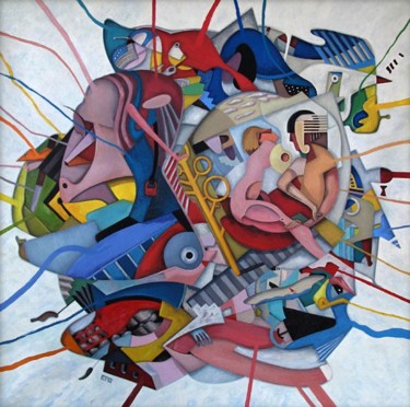 Pittura intitolato "Network ("Сеть"), o…" da Alexander Stotsky, Opera d'arte originale, Olio