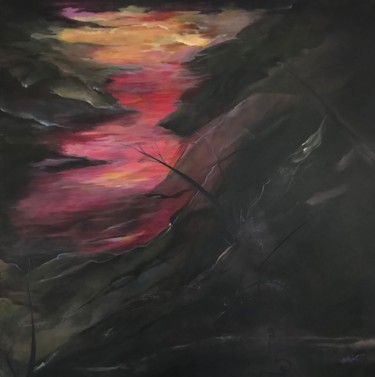 Pittura intitolato "SOLEIL ROUGE" da Strait Faya, Opera d'arte originale, Acrilico
