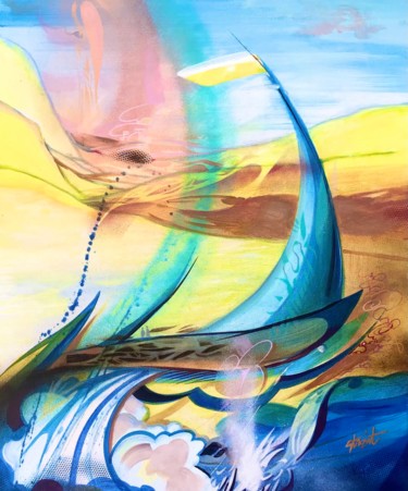 Peinture intitulée "NAVIGUE A VUE" par Strait Faya, Œuvre d'art originale, Acrylique