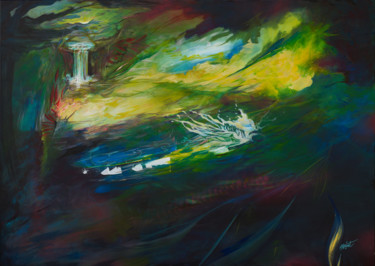 Peinture intitulée "CASCADE LUMIERE" par Strait Faya, Œuvre d'art originale, Acrylique