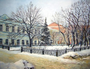 Peinture intitulée "Бульвар на Гончаров…" par Igor Bochkarev (I B), Œuvre d'art originale, Huile