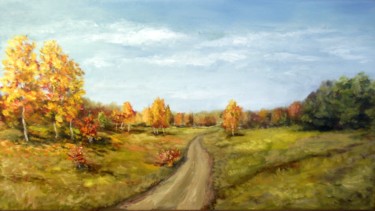 Картина под названием "Осень. Дорога." - Игорь Бочкарев (И.Б.), Подлинное произведение искусства, Масло