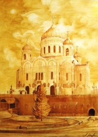 Pintura intitulada "Храм Христа Спасите…" por Atabek Iuldashev, Obras de arte originais, Outro