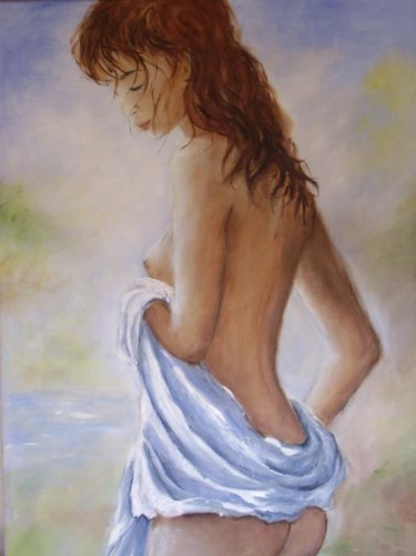 Painting titled "a la baignade" by Géraldine Streichert, Original Artwork, Oil