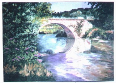 Peinture intitulée "le pont sur l'Argen…" par Géraldine Streichert, Œuvre d'art originale, Huile