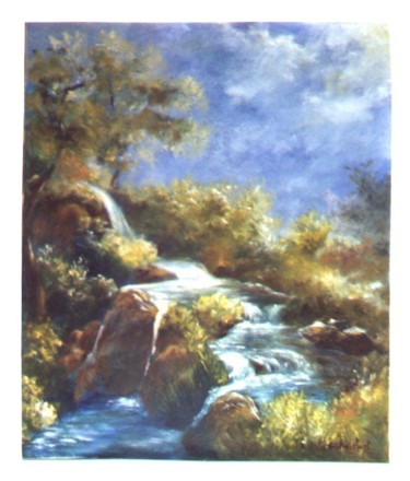 Peinture intitulée "la cascade" par Géraldine Streichert, Œuvre d'art originale, Huile