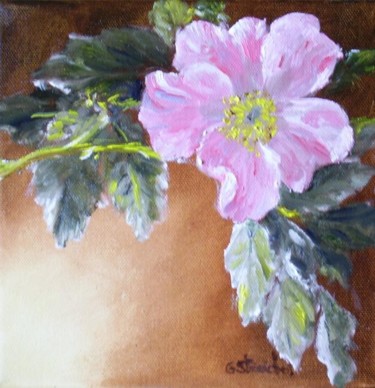 Peinture intitulée "une rose" par Géraldine Streichert, Œuvre d'art originale, Huile